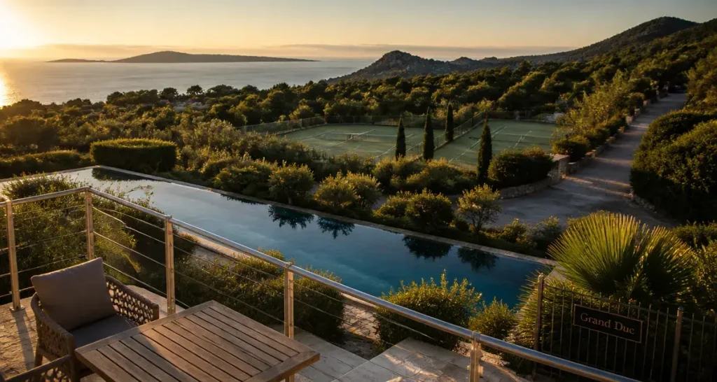 Domaine du grand duc Mandelieu, piscine miroir et vue mer