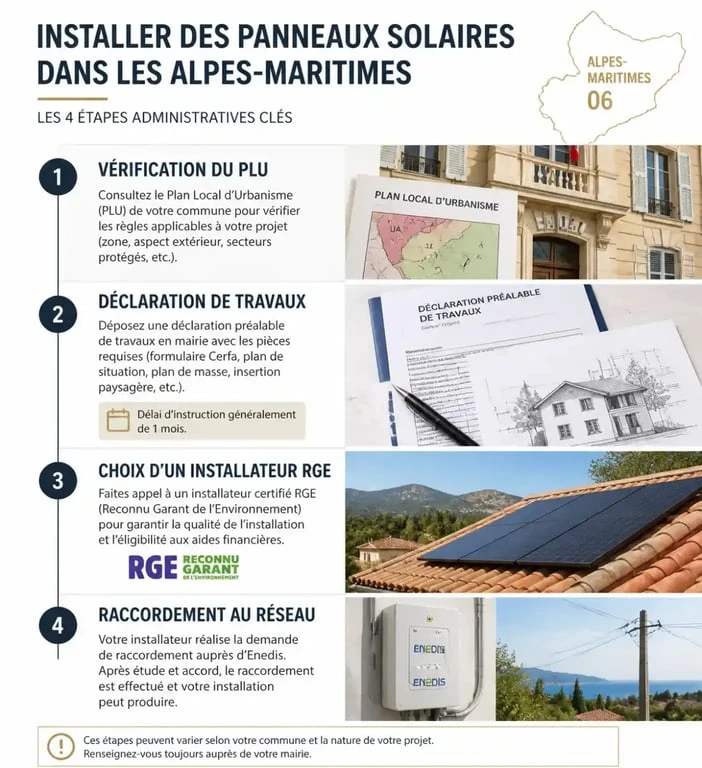 Étapes administratives pour l'installation de panneaux solaires dans les Alpes-Maritimes