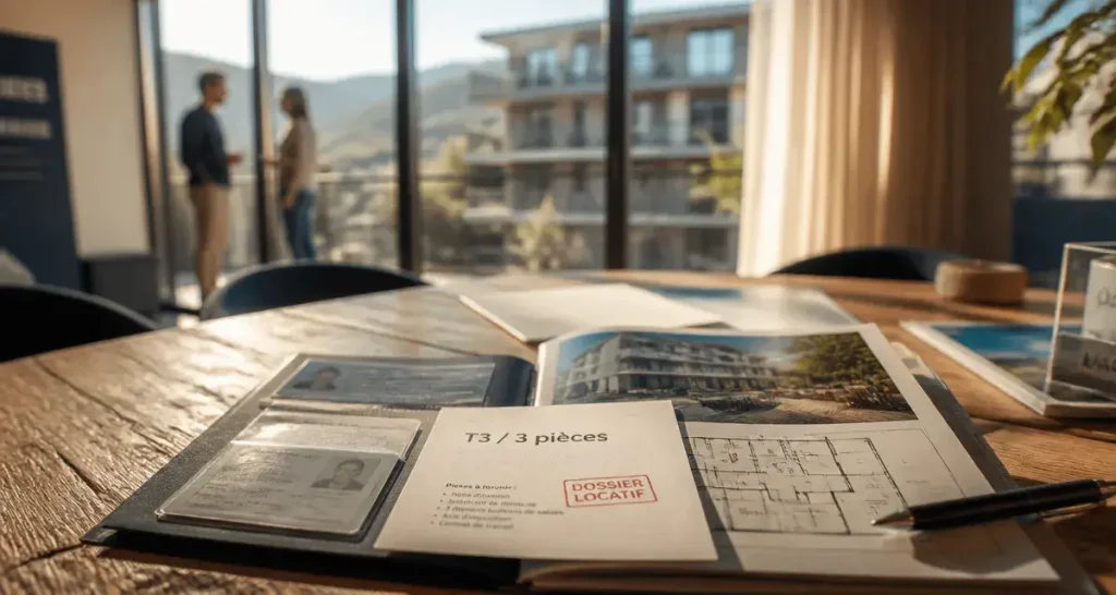 Location 3 pieces Mandelieu : dossier locatif en agence immobilière