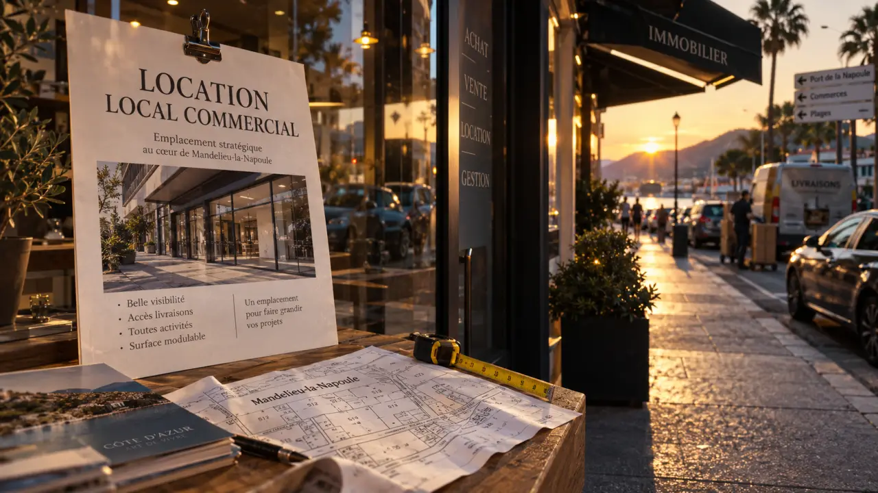 location local commercial mandelieu la napoule : vitrine et parking